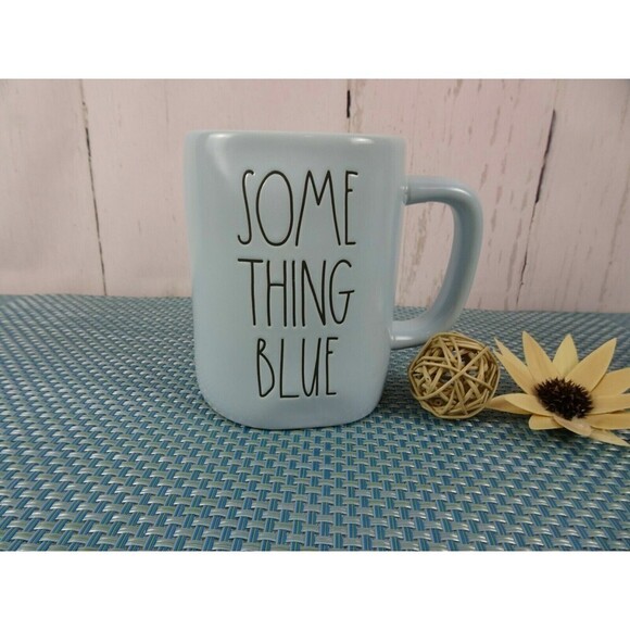 New Rae Dunn "Something Blue" Coffee Tea Mug Ceramic Bridal Wedding Farmhouse - Picture 2 of 4